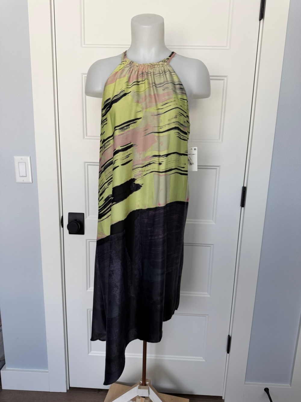 NWT Rachel Rachel Roy Halter Neck Sleeveless Asymmetrical Midi Dress in Sz Med